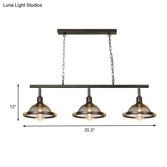Farmhouse Metal Pendant Island Chandelier In Black For Dining Room With 3/4 Lights