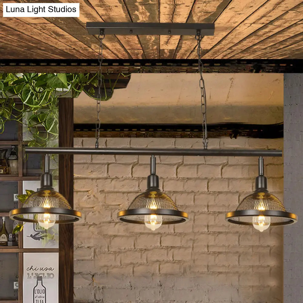 Farmhouse Metal Pendant Island Chandelier In Black For Dining Room With 3/4 Lights