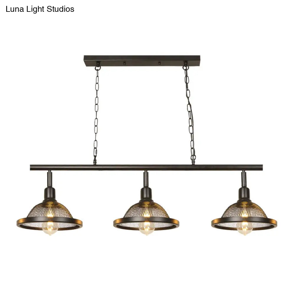 Farmhouse Metal Pendant Island Chandelier In Black For Dining Room With 3/4 Lights