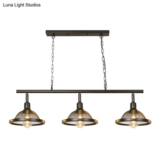Farmhouse Metal Pendant Island Chandelier In Black For Dining Room With 3/4 Lights