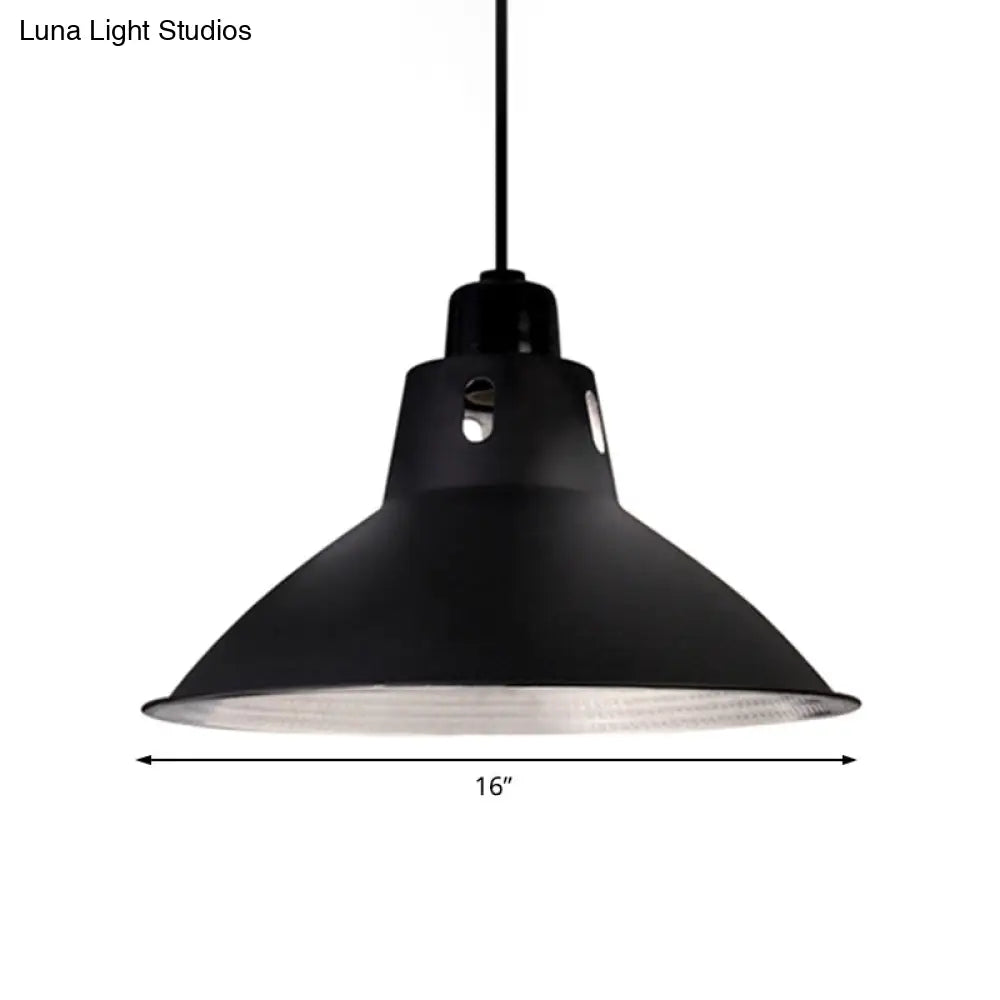 Farmhouse Metallic 1 Light Black Suspension Dining Table Pendant - 14/16 W Bowl Ceiling