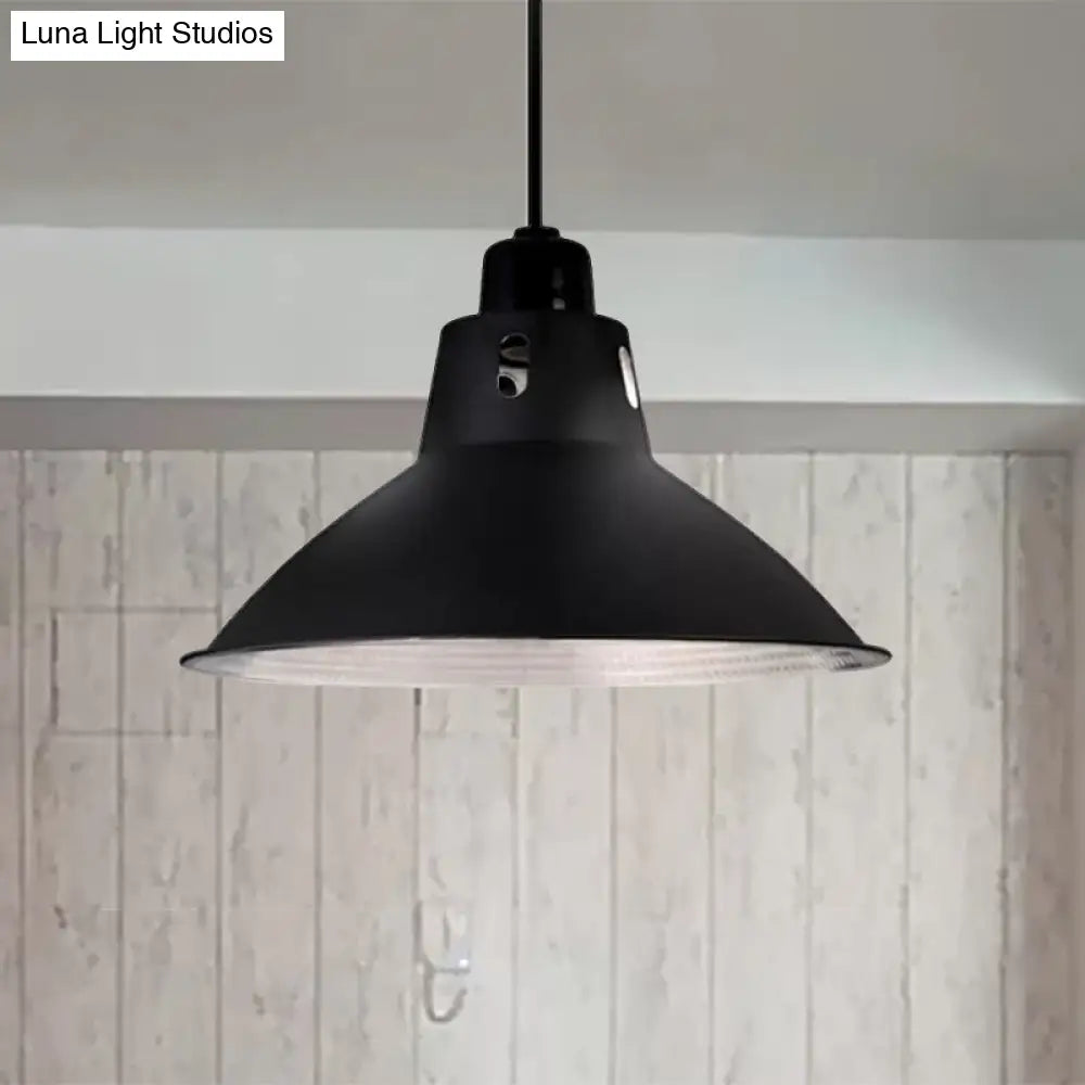 Farmhouse Metallic 1 Light Black Suspension Dining Table Pendant - 14/16 W Bowl Ceiling