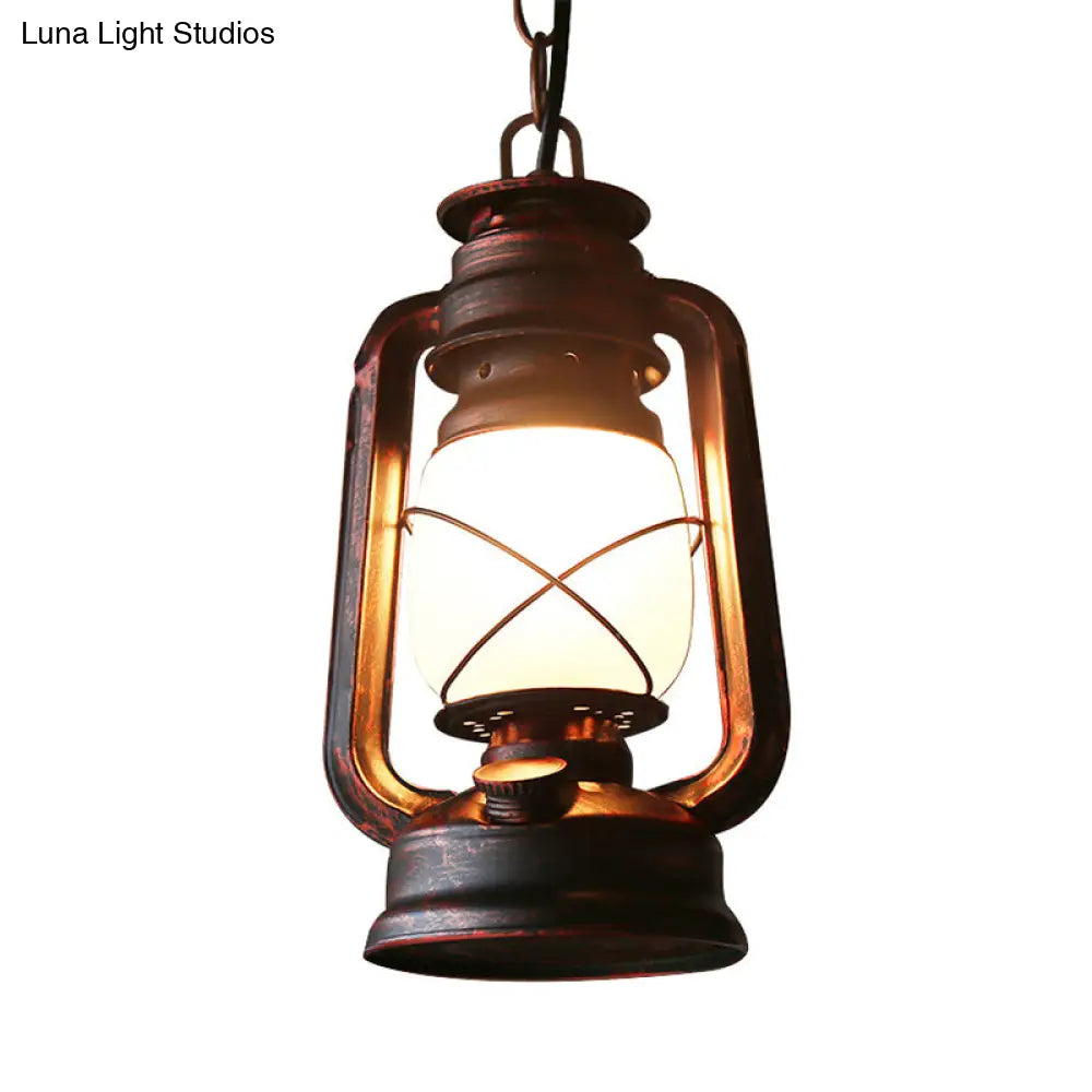 Farmhouse Milk Glass Pendant Light In Copper - 5.5’/7’/8’ Wide 1-Bulb Hanging Fixture For