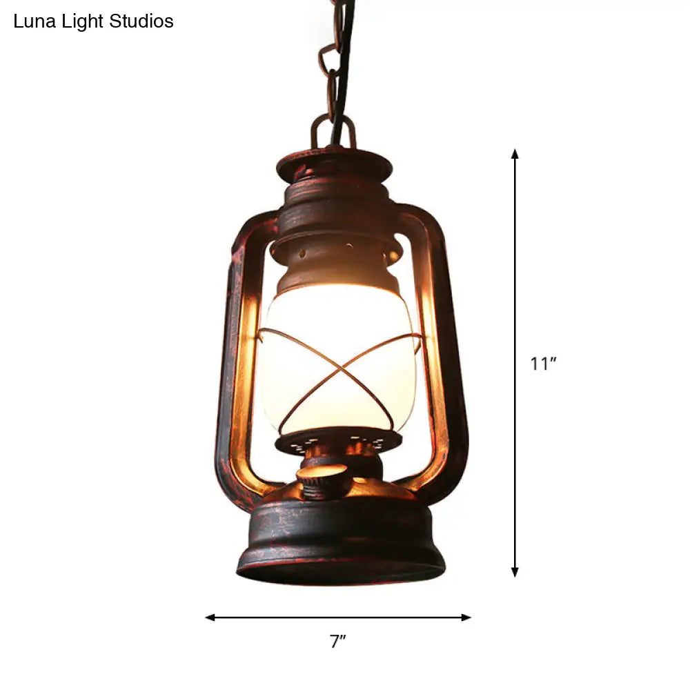 Farmhouse Milk Glass Pendant Light In Copper - 5.5’/7’/8’ Wide 1-Bulb Hanging Fixture For