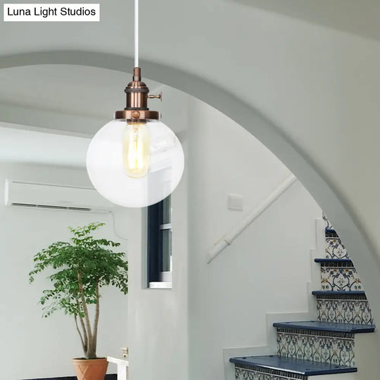 Farmhouse Hanging Pendant Light With Adjustable Cord And Amber/Clear Glass In Black/Bronze/Brass