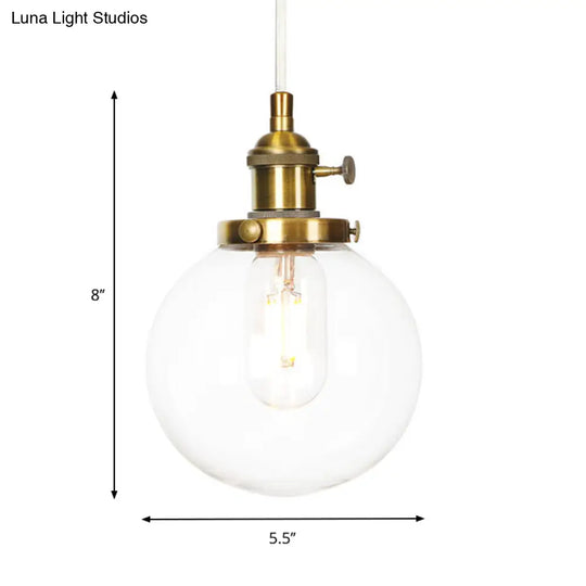 Farmhouse Orbit Pendant Light With Amber/Clear Glass And Adjustable Cord In 3 Elegant Finish Options