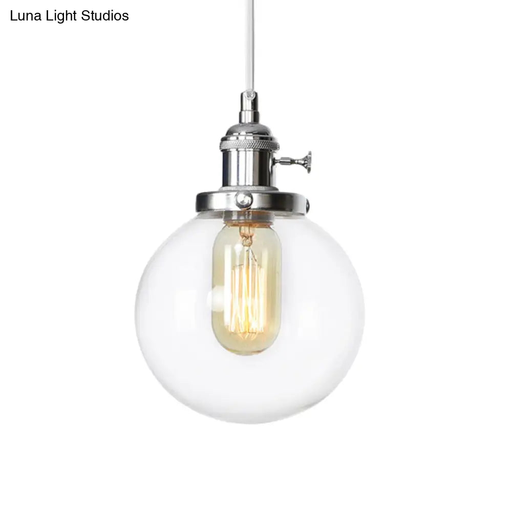 Farmhouse Hanging Pendant Light With Adjustable Cord And Amber/Clear Glass In Black/Bronze/Brass