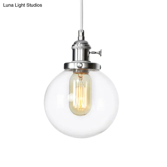 Farmhouse Hanging Pendant Light With Adjustable Cord And Amber/Clear Glass In Black/Bronze/Brass