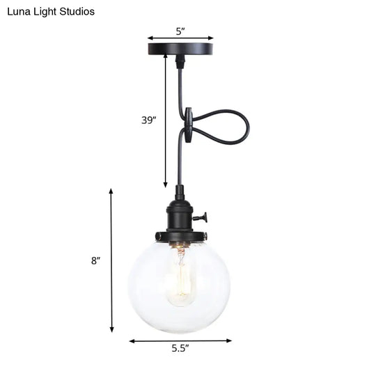 Farmhouse Orbit Pendant Light With Amber/Clear Glass And Adjustable Cord In 3 Elegant Finish Options