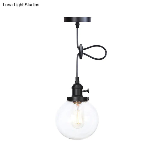 Farmhouse Orbit Pendant Light With Amber/Clear Glass And Adjustable Cord In 3 Elegant Finish Options
