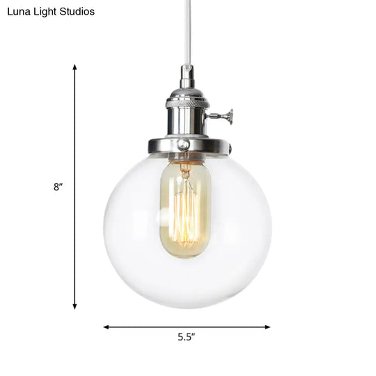 Farmhouse Orbit Pendant Light With Amber/Clear Glass And Adjustable Cord In 3 Elegant Finish Options