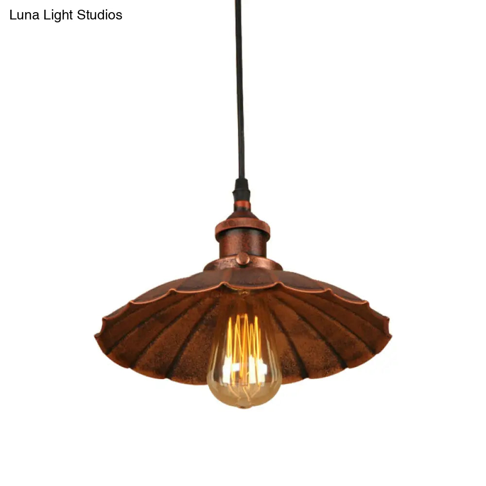 Farmhouse Scalloped Iron Pendant Light With 1 Hanging Ceiling - Indoor Lighting