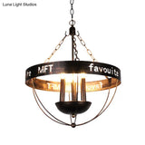 Farmhouse Style Antique Bronze Metal Chandelier - 3-Light Candle Hanging Fixture
