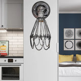 Farmhouse Style Wrought Iron Wall Sconce With Rotatable Lamp 1 Bulb Black/Bronze Aged Silver