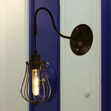 Farmhouse Wall Mount Light Fixture - Metal Cage Design Black Finish / Bulb