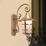 Farmhouse Wall Sconce Light With Opal Glass Shade And Lantern Design Black/Coffee Bronze
