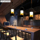 Faux Candle Wine Bar Pendant Lamp - Rural Marble 1-Light Black Hanging Light With Arched Frame &