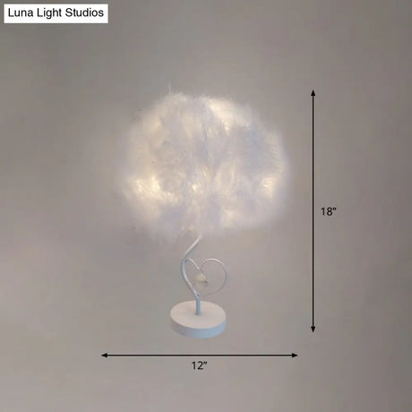 Feather Cloud Table Lamp: Romantic Nordic White Night Light With Crystal Accent