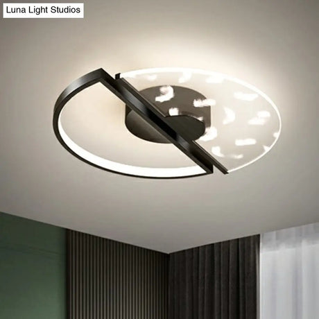 Feather Patterned Led Acrylic Ceiling Mount Flush Light