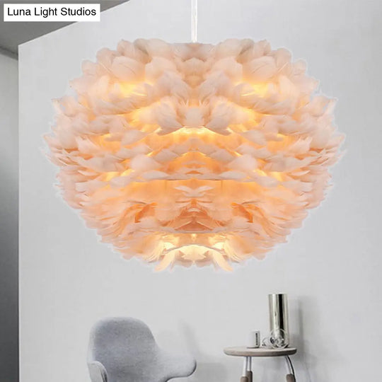 Feather Pendant Light With Modern Style Shade - Ceiling Fixture Grey / 12’’