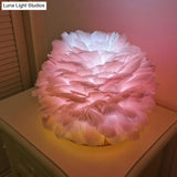 Feathered Flower Blossom Bedside Lamp - Modern Stylish Night Light (Pink/Apricot/White)