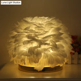 Feathered Flower Blossom Bedside Lamp - Modern Stylish Night Light (Pink/Apricot/White)