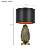 Federica - Vintage 1-Light Melon Table Lamp Ideas Hand-Worked Green Bubble Glass Night Lighting