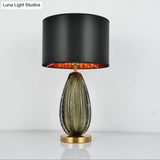 Federica - Vintage 1-Light Melon Table Lamp Ideas Hand-Worked Green Bubble Glass Night Lighting