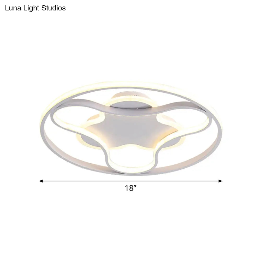Fidget Spinner Flush Mount Led Ceiling Light Minimalist Iron In White 18’/21.5’ Wide Warm/White