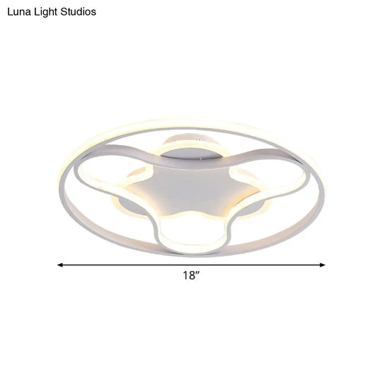 Fidget Spinner Flush Mount Led Ceiling Light Minimalist Iron In White 18’/21.5’ Wide Warm/White