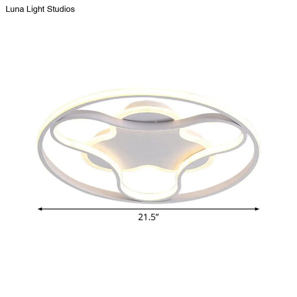 Fidget Spinner Flush Mount Led Ceiling Light Minimalist Iron In White 18’/21.5’ Wide Warm/White
