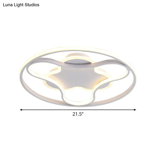 Fidget Spinner Flush Mount Led Ceiling Light Minimalist Iron In White 18’/21.5’ Wide Warm/White