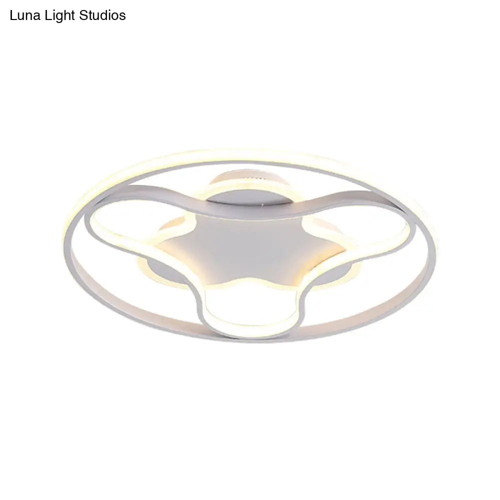 Fidget Spinner Flush Mount Led Ceiling Light Minimalist Iron In White 18’/21.5’ Wide Warm/White