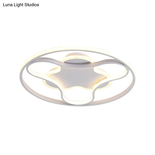 Fidget Spinner Flush Mount Led Ceiling Light Minimalist Iron In White 18’/21.5’ Wide Warm/White