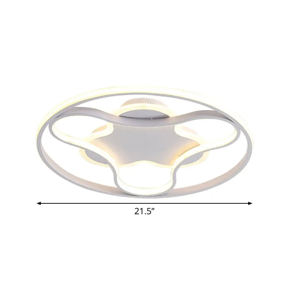 Fidget Spinner Flush Mount Led Ceiling Light Minimalist Iron In White 18/21.5 Wide Warm/White