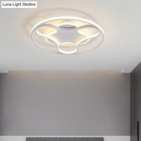 Fidget Spinner Flush Mount Led Ceiling Light Minimalist Iron In White 18’/21.5’ Wide Warm/White