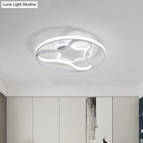 Fidget Spinner Flush Mount Led Ceiling Light Minimalist Iron In White 18’/21.5’ Wide Warm/White