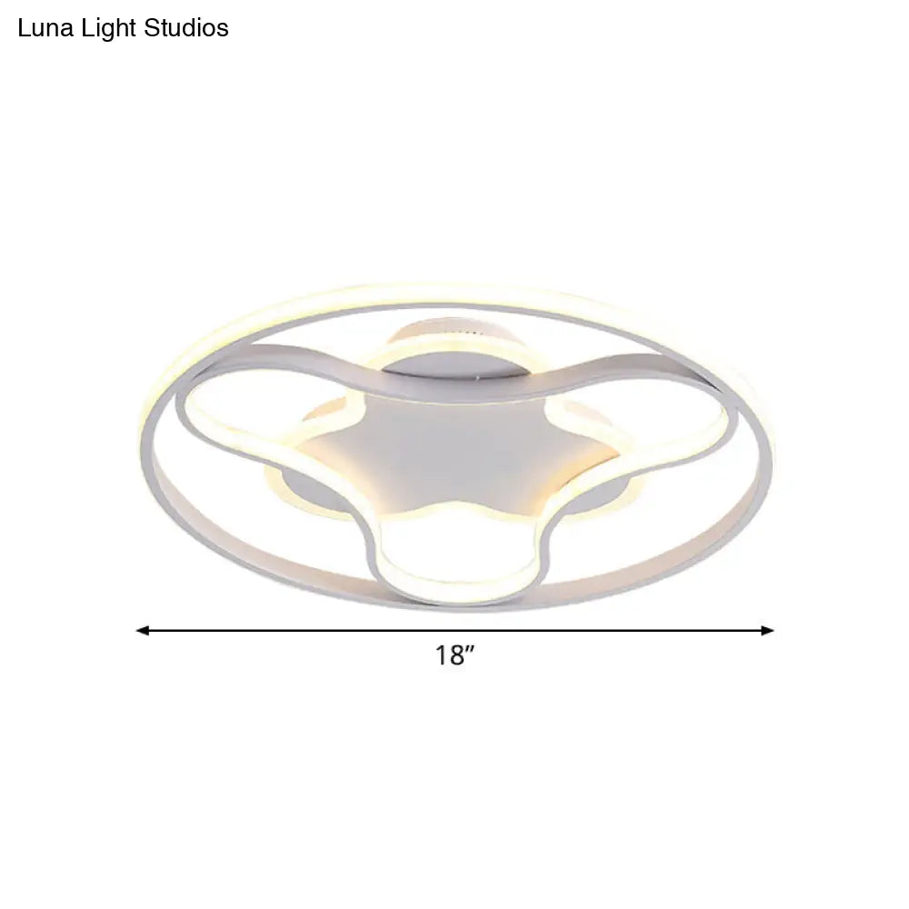 Fidget Spinner Flush Mount Led Ceiling Light Minimalist Iron In White 18/21.5 Wide Warm/White