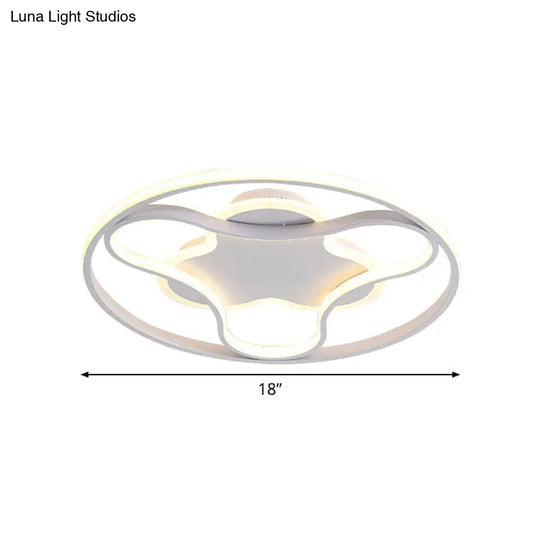 Fidget Spinner Flush Mount Led Ceiling Light Minimalist Iron In White 18/21.5 Wide Warm/White