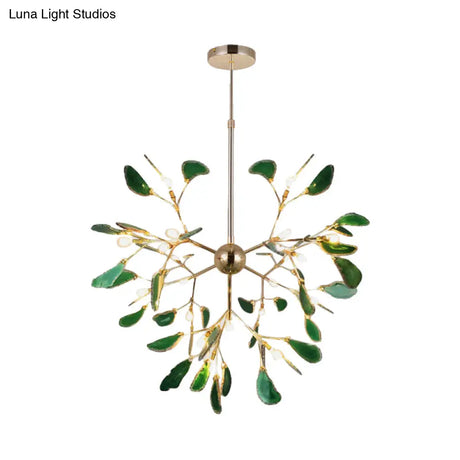 Firefly Agate Ceiling Pendant Lamp - Modern 4/16-Light Chandelier For Living Room In Blue/Green