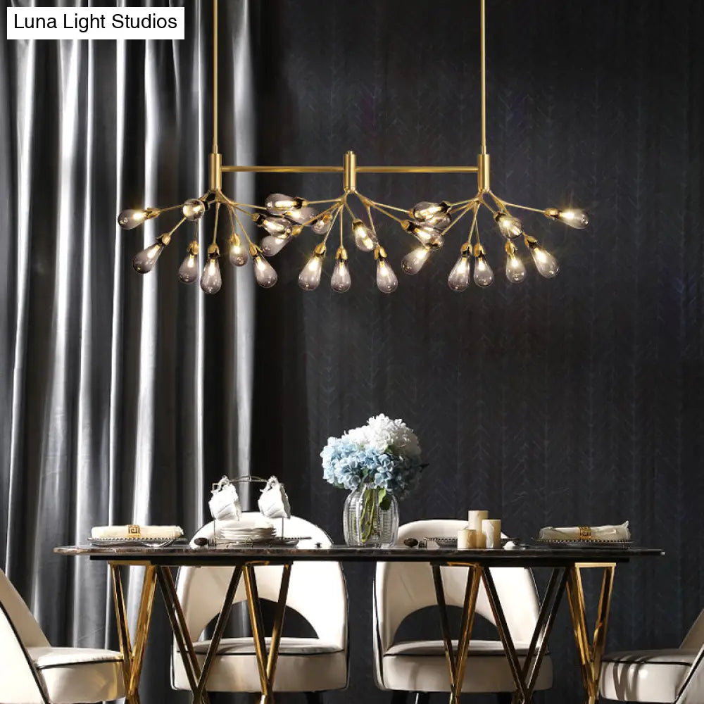 Firefly Suspension Light - Brass Finish Postmodern Island Fixture With 27 Glass Lights