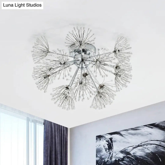 Firework Crystal Bead Ceiling Light - Elegant 9/15-Bulb Chrome Flush Mount For Dinning Room 9 /