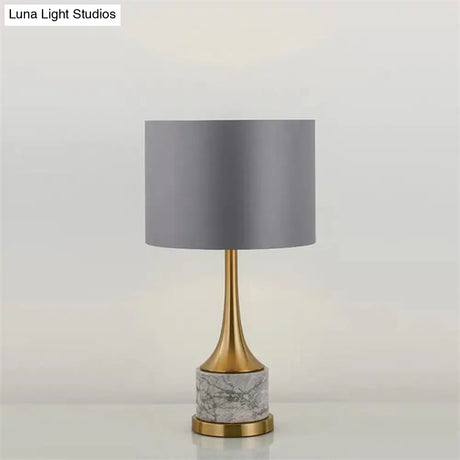 Flared Nordic Marble Trumpet Nightstand Lamp - Antiqued Gold & Fabric Shade
(Note: The Product Title