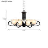 Flared Shade Frosted Glass Ceiling Lamp With Traditional Bedroom Chandelier Pendant Light - Black