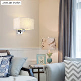 Flaxen Rectangular Shade Wall Lamp - Simple Style For Living Room Lighting