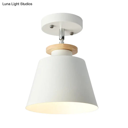 Flexible Metal Semi Flush Ceiling Light For Corridor - Simple Barrel Design With 1