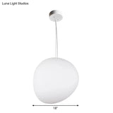 Floating Pebble Dining Room Pendant Lamp Cream Glass 1 Head Minimalist Hanging Ceiling Light In