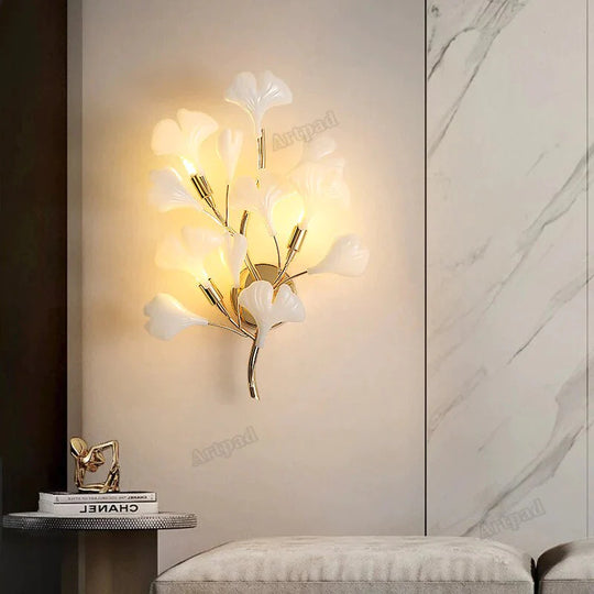 Flora - Appliques murales modernes en porcelaine pour chambre à coucher, décoration murale de salon
