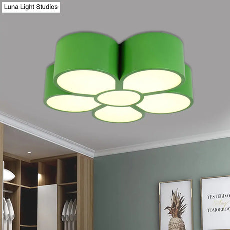Floral Ceiling Lighting Kids Style Acrylic Led Flush Mount Fixture In Vibrant Colors For Living Room