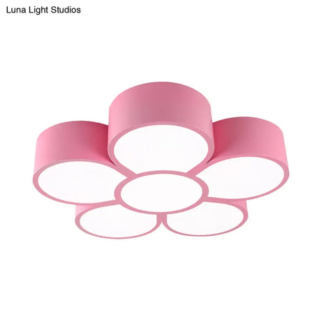 Floral Ceiling Lighting Kids Style Acrylic Led Flush Mount Fixture In Vibrant Colors For Living Room